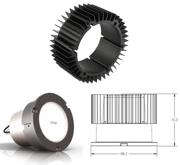 Image of Cree provides an optional heat sink that fits over its LMR2 LED Module