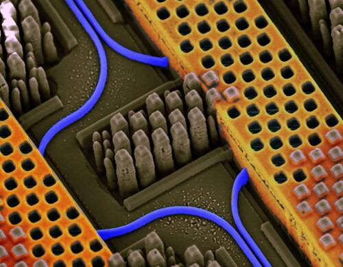 Image of IBM's silicon photonics technology will enable full-integrated optical and electrical circuitry