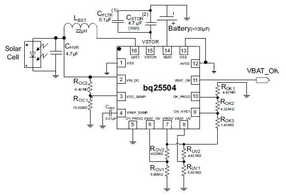 Connecting the bq25504 to a solar cell array