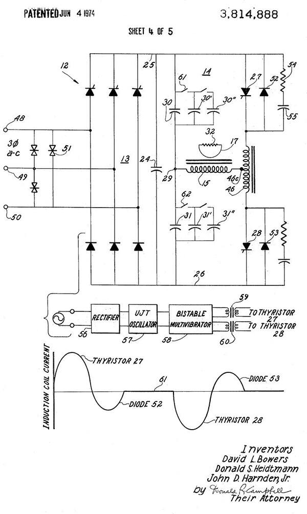 Image of inductive welding and heating patent drawing