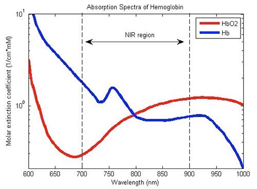 Graph of pulse oximeters differential energy absorption