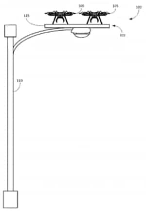 Diagram of lampposts as a safe place for Amazon's Prime Air drones