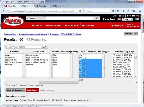 Image of Digi-Key's current rating range from 50 A to 60 A