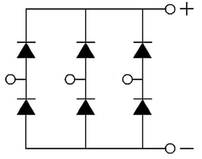 Schematic of the IXYS FUO22-12N and FEW30-12N1 bridge rectifiers