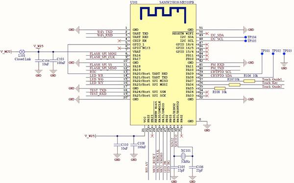 Atmel ATSAMW25 模块示意图（单击查看全图）