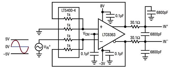 Diagram of Linear Technology LT5400-4 resistor network