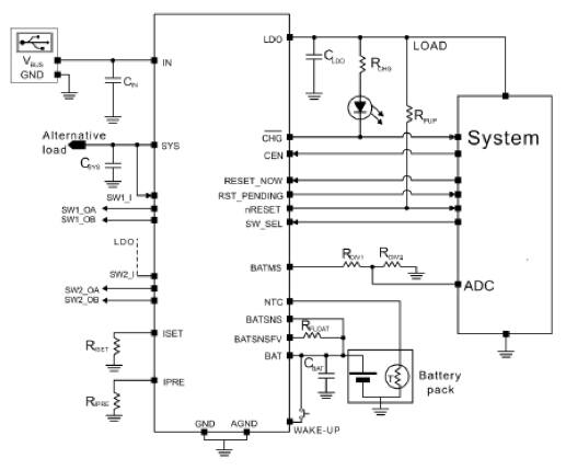 Diagram of STMicroelectronics STBC02JR USB-based Li-ion battery charger