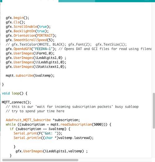 Image of sketch code to set up gen4-IoD display function