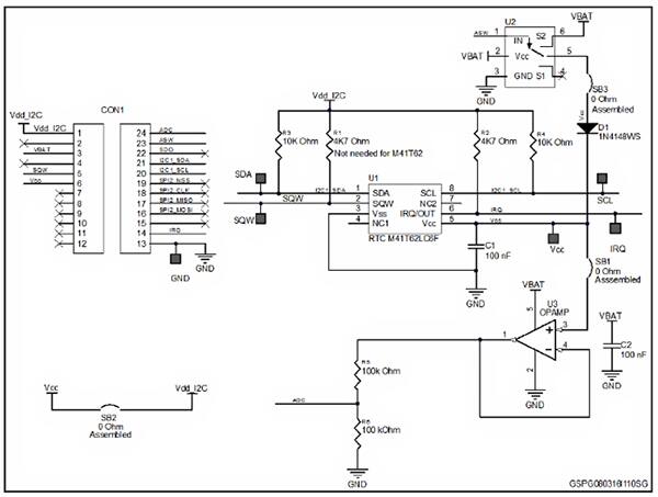 STMicroelectronics M41T62 RTCC 芯片示意圖