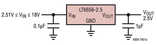Analog Devices 的 LT6656 系列中的 LT6656AIS6-2.5 器件示意图