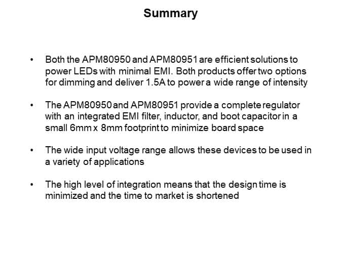 Image of Allegro Microsystems APM80950 and APM80951 LED Driver Modules - Summary