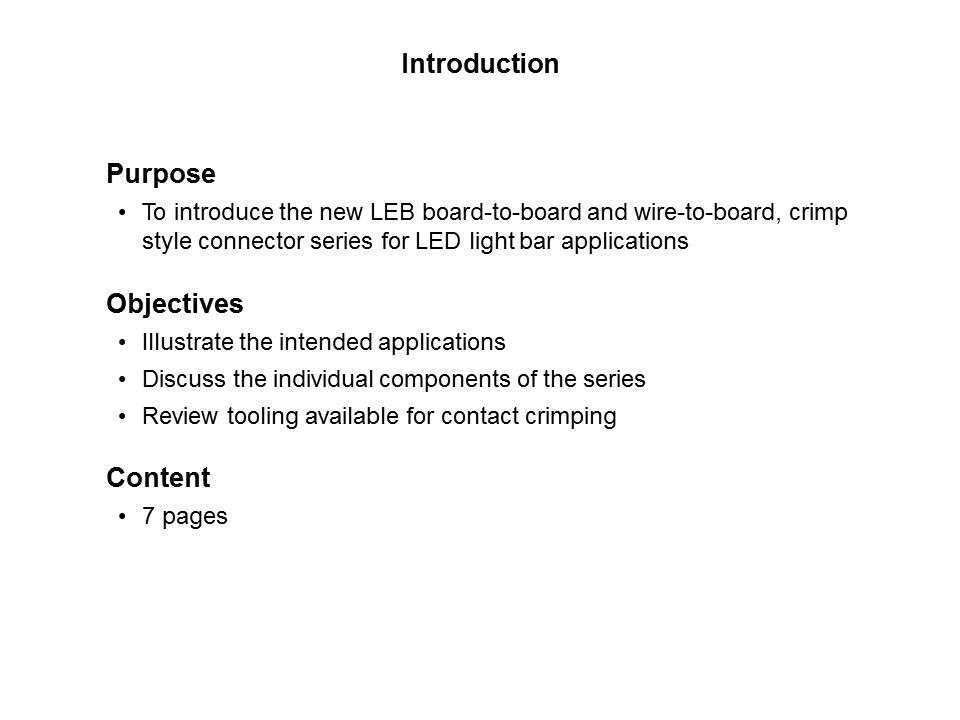 LEB Connector Series for LED Applications Slide 1