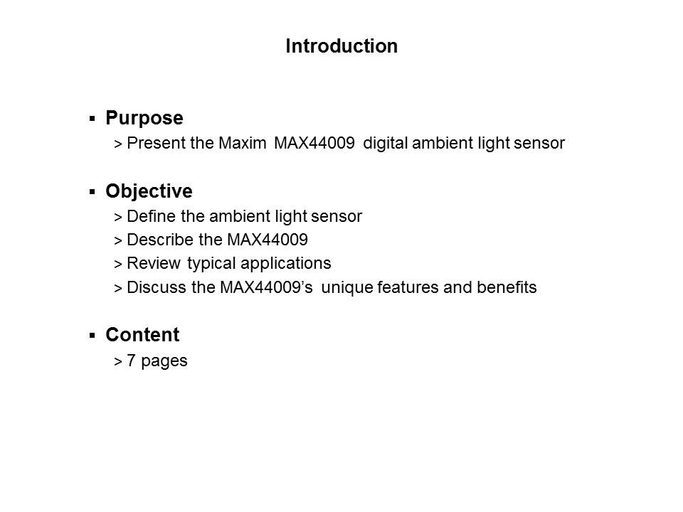 MAX44009 Digital Ambient Light Sensor Slide 1