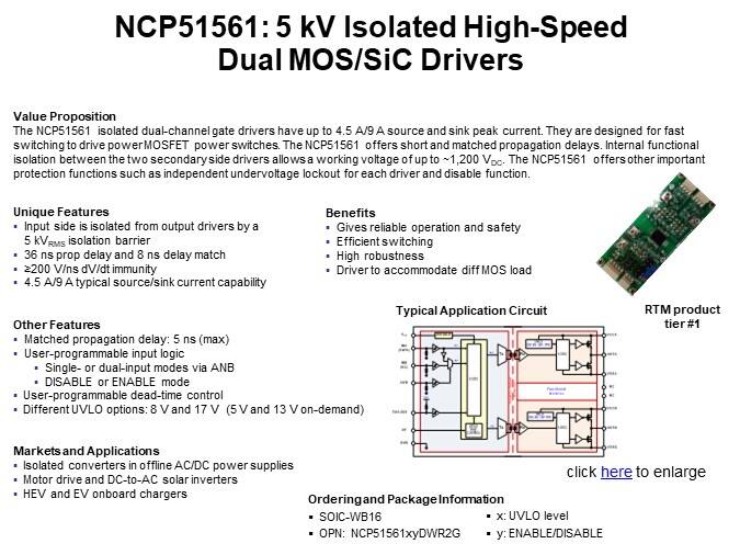 NCP51561: 5 kV Isolated High-Speed Dual MOS/SiC Drivers 