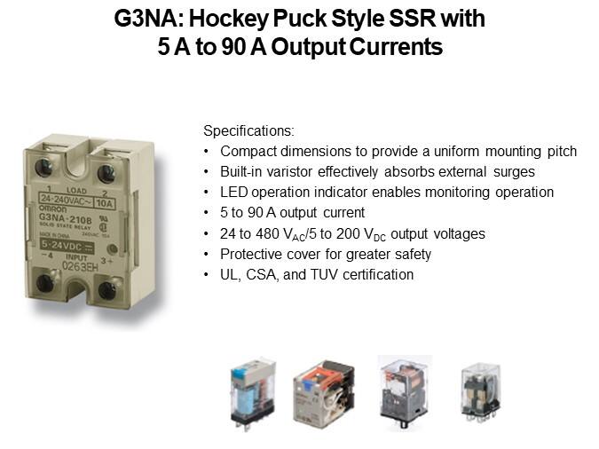 G3NA: Hockey Puck Style SSR with 5 A to 90 A Output Currents