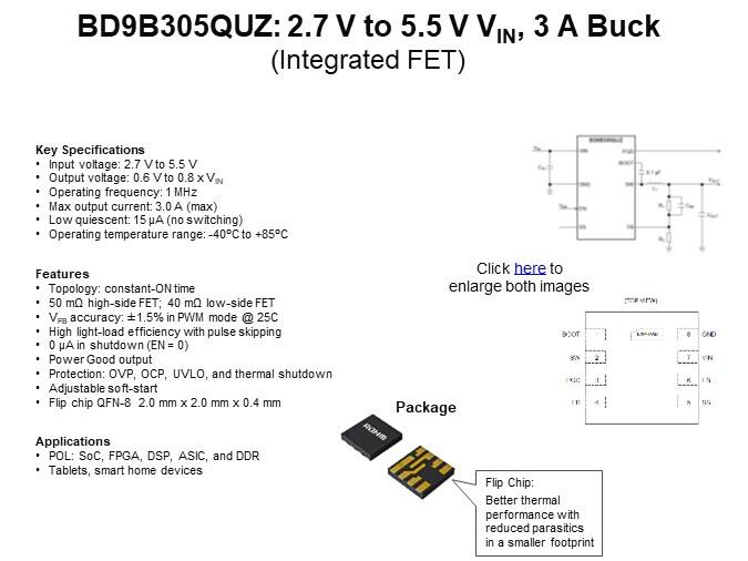 BD9B305QUZ: 2.7 V to 5.5 V VIN, 3A Buck