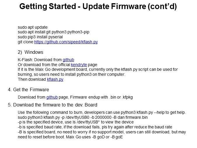 Getting Started - Update Firmware (cont’d)