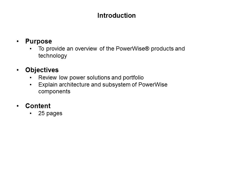 PowerWise Products and Technology Slide 1
