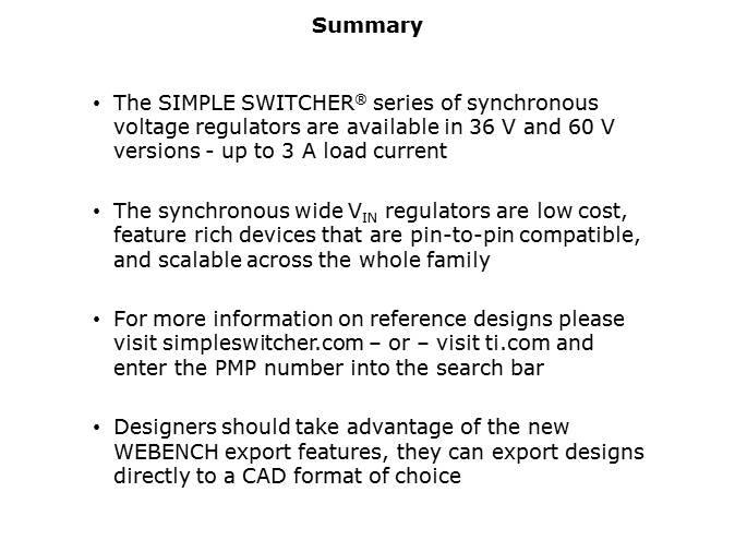 SIMPLE SWITCHER Wide Vin Synchronous Regulator Overview Slide 23