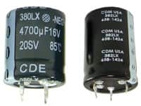 Cornell Dubilier Electronics 的 380LX/382LX 铝电容器图片