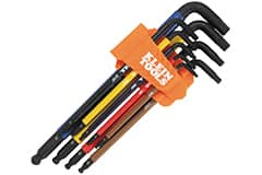Image of Klein Tools' BLS9 9-Piece Color-Coded Extra-Long L-Style Hex Key Caddy Set