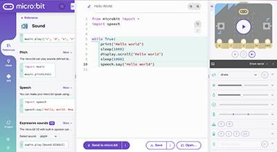 How To Write a Hello World Application in the micro:bit Python Editor