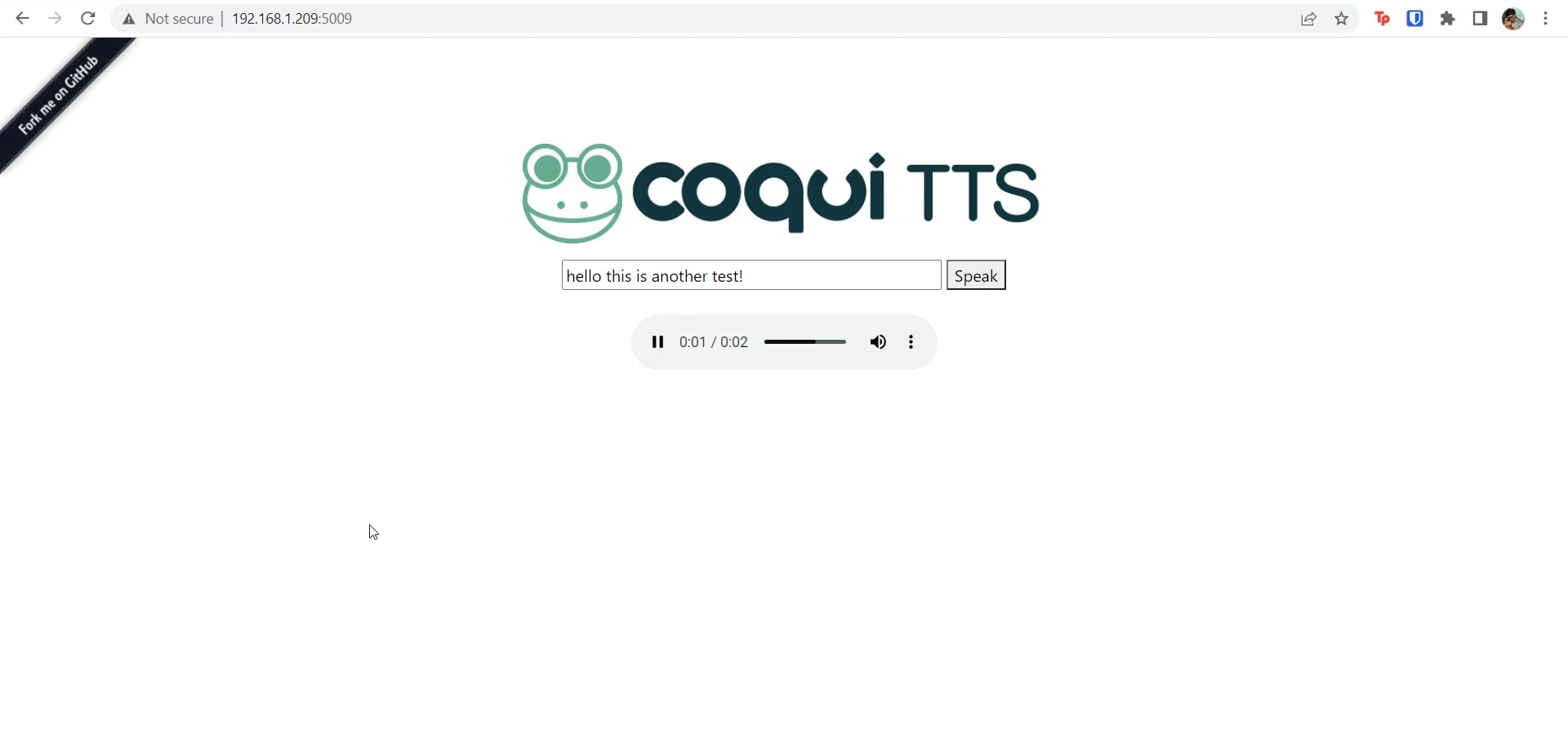 Coqui TTS web interface