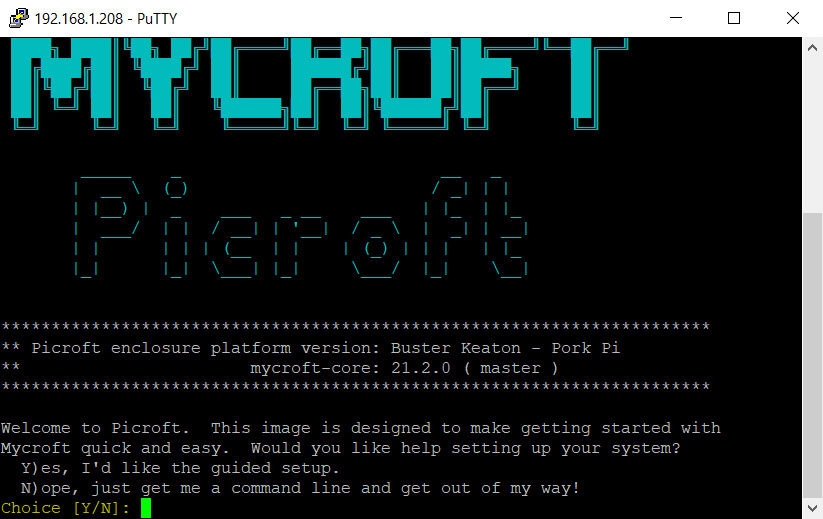 Mycroft setup screen