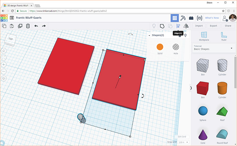 Select both the cylinder and the second box we created