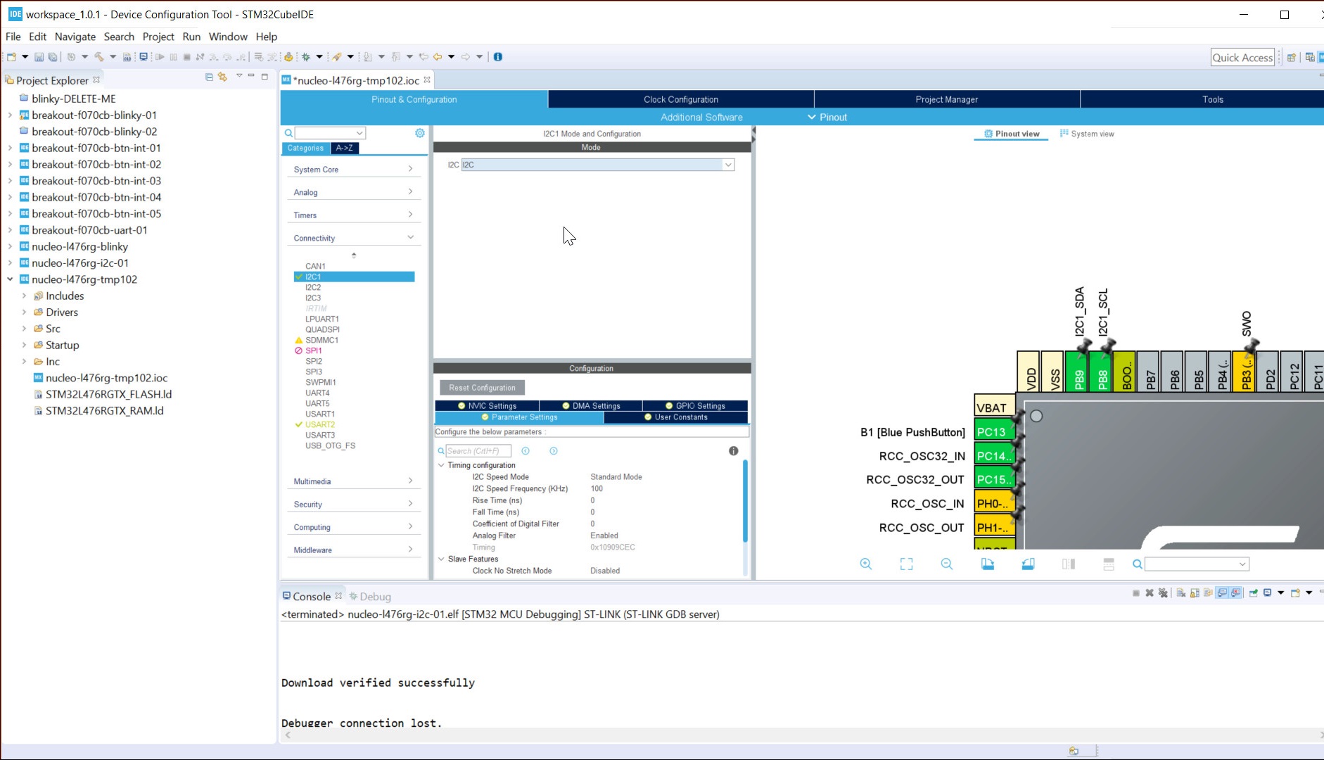 STM32CubeIDE pin selection