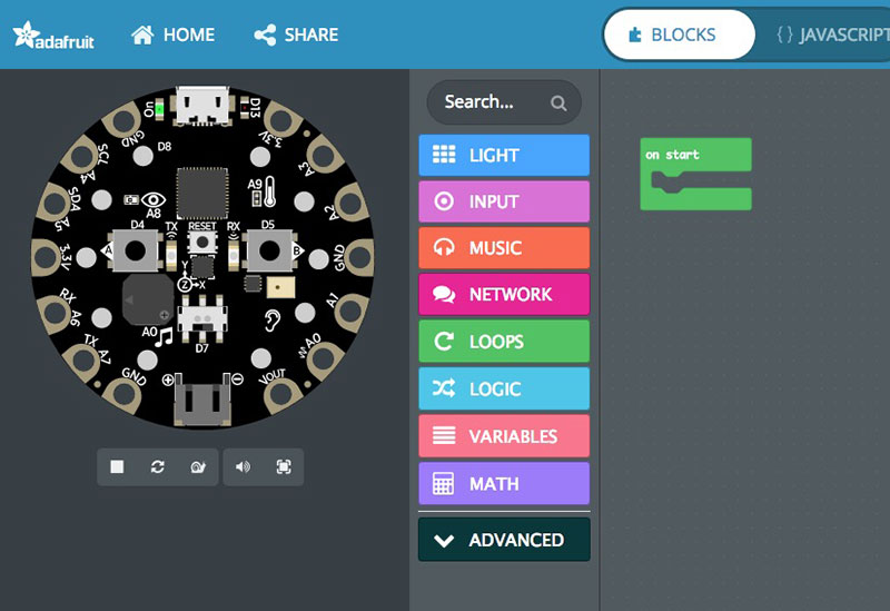 MakeCode light strand setup