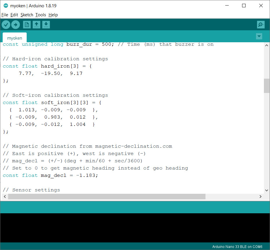 Entering calibration values into the Arduino sketch