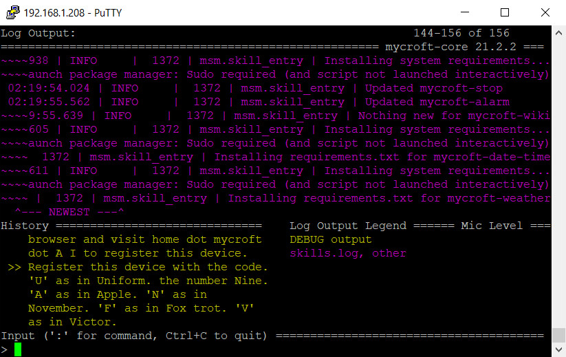 Mycroft device registration code