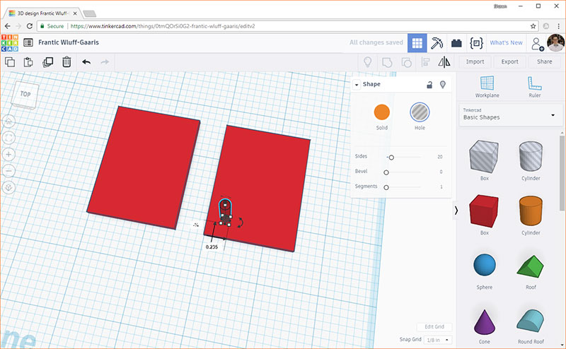 Click cylinder/begin dragging it toward center of box