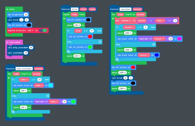 key features of the code are the on start block