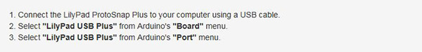 Connect the LilyPad ProtoSnap Plus