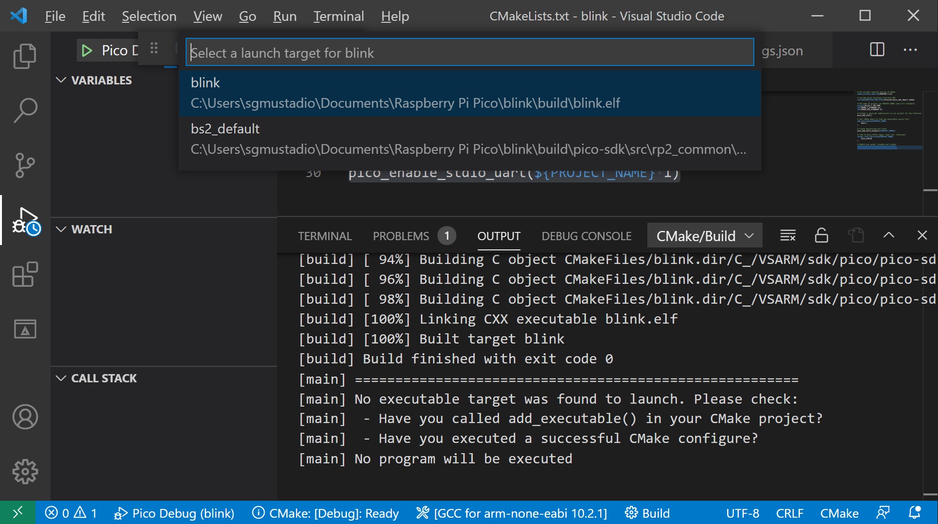 Launching the debugger in VS Code