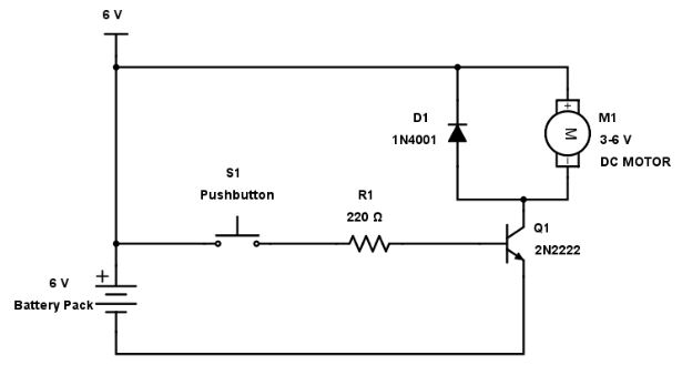 A typical transistor DC motor driver