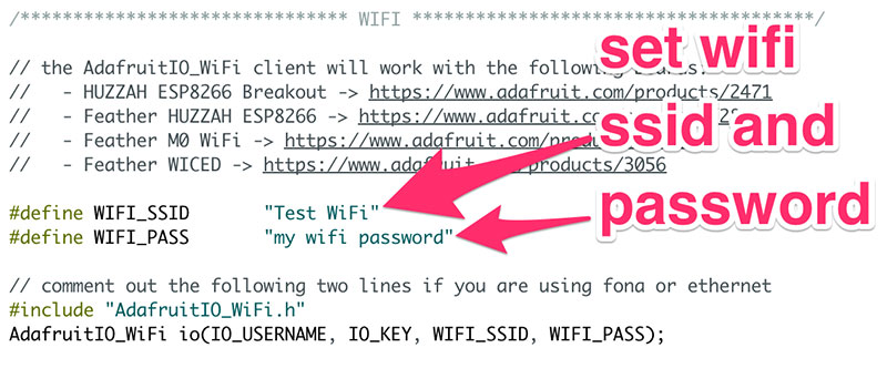 Set wifi ssid and password