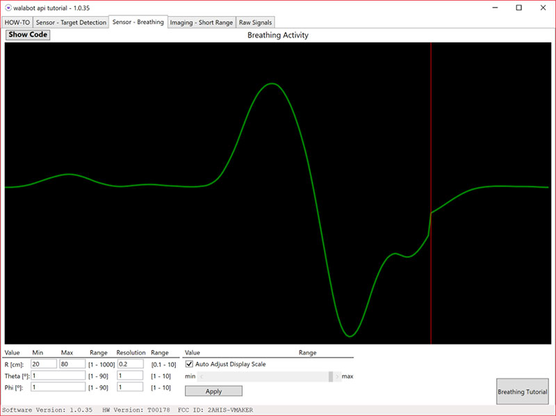 As you exhale, the graph will dip