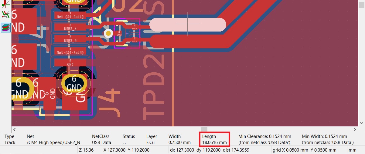 KiCad measuring net length