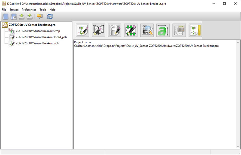 open the ZOPT220x UV Sensor Breakout.pro file.