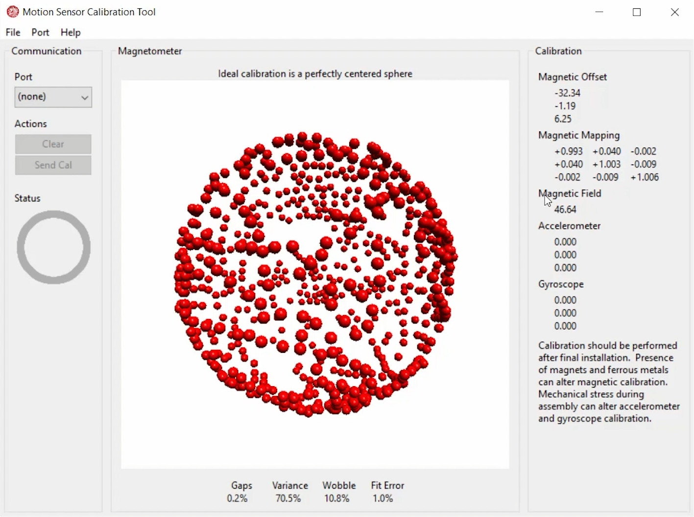 Using MotionCal to calibrate a magnetometer