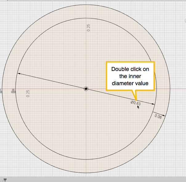 Double-click on the value for the inner diameter 