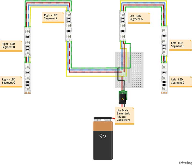 Fritzing Diagram Wearable LED Harness Fill Circuit