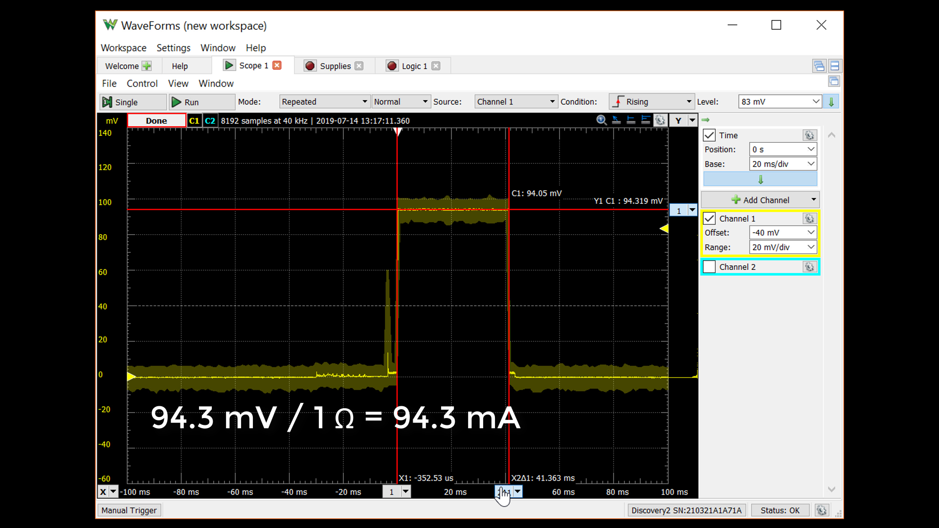 Measure current with oscilloscope