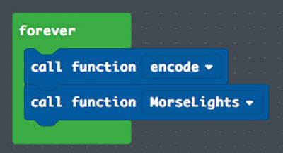 MorseLights takes dots/dashes stored converts into LED