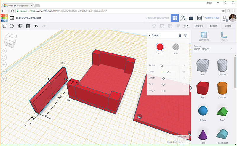 Drag in a new box object/change X and Y dimensions