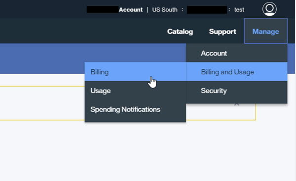 Select “Billing” option under the “Manage” menu