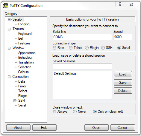 Open Serial Terminal and Configure Settings to Connect